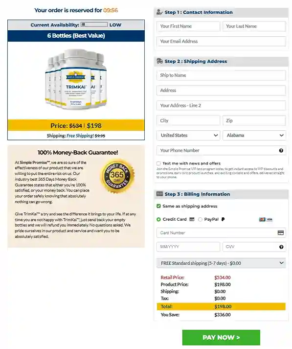 TrimKai Secure Checkout Page